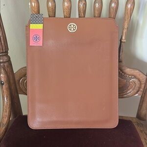 Tory Burch Robinson Brown Leather Tablet Cover